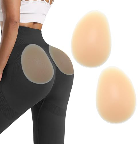 Wieysdoo Coussinets Adhésifs en Silicone pour Forme de Fesses - Culotte Rembourrée Fesse avec Fausse Fesse en Silicone, Effet Remonte-Fesses Naturel & Courbes Harmonieuses (Teint Chair, 2 Pièces)