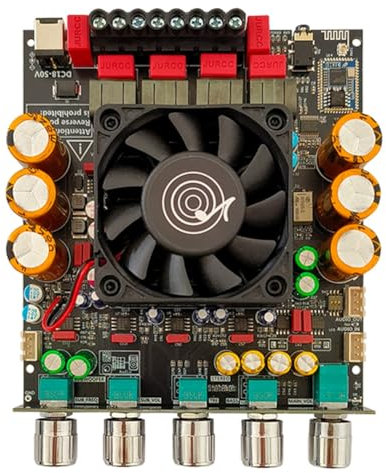 Vocdikficy Amplificador Bluetooth -APTX3 Subwoofer de Sonido Envolvente 3D de 2.1 Canales 300Wx2+600W Amplificador de Potencia de Audio Audiophile A