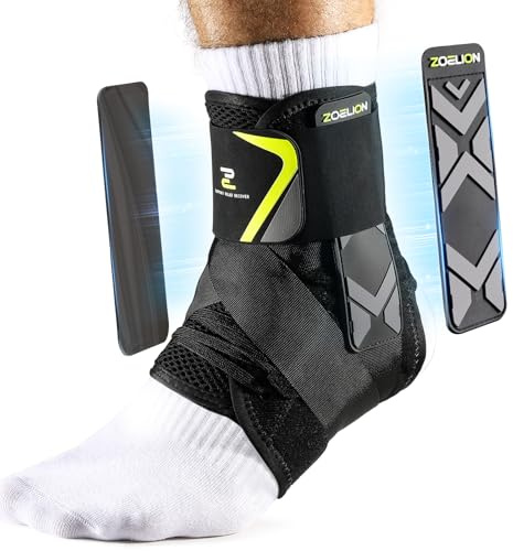 ZOELION Klett-Schnür Knöchelbandage mit selbstfahrenden weichen Stabilisierung Pads, Bandage Fußgelenk Sprunggelenkbandage für Damen und Herren, M