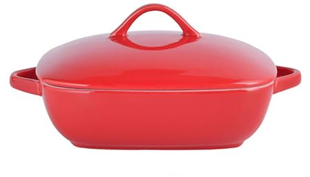 Pirofila per lasagne in ceramica con coperchio, rettangolare, per tiramisù e pasta, per forno e microonde, 22 x 13 cm
