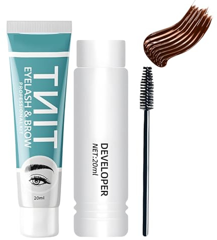 Augenbrauen-Färbeset,Augenbrauenfarbe Färbecreme,Färbe-Kit für Augenbrauen zu Hause,Schonende Rezeptur,Für Anfänger und Profis Geeignet(Kaffeebraun)