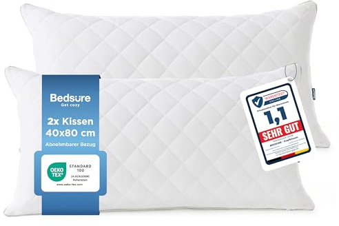 Bedsure Antiallergiques Lot 2 Oreillers - 40x80 Anti-Acariens Amovible Doux