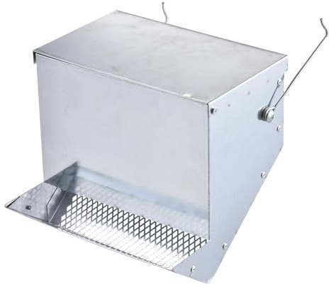 Kaninchen Futterautomat - Futterautomat Kaninchenkäfige, Verzinkter Futtertrog Mit Deckel | Metall Futterstation | Für Käfige, Mit Haken & Rückenstütze, Für Meerschweinchen Chinchillas Nager