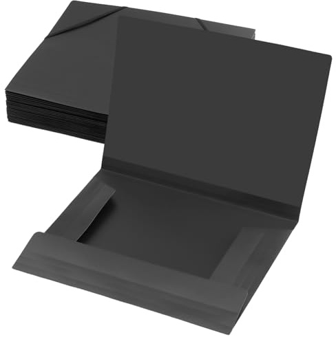 24 Stück Einschlagmappe A4 mit Gummizug, Sammelmappe Kunststoff Schwarz