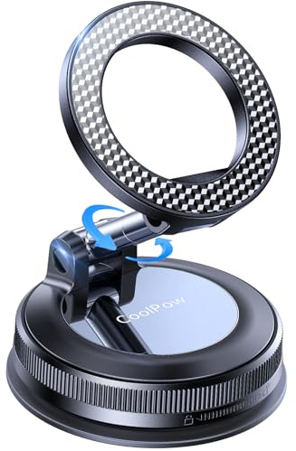 Coolpow Support Telephone Voiture Magnétique Ventouse [Portable Ventouse] Porte Telephone Voiture Aimanté pour MagSafe,Fixation Ultra-Stable,Support Magnétique pour iPhone 17 16 15 14 13 12 Pro Max