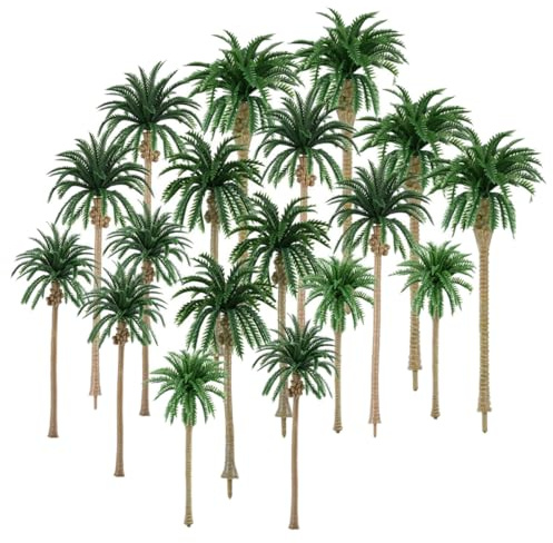 BESPORTBLE Juego de 30 Palmeras Artificiales Miniatura de Plástico Set de Árboles Falsos para Decoración de Jardines Paisajes de Mesa de Arena y Casas de Muñecas Palmas Verdes Realistas