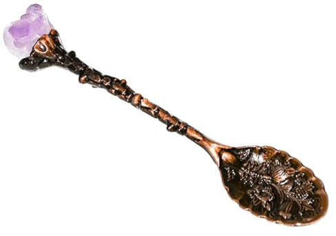 BESPORTBLE Cucchiaino da Caffè Vintage in Cristallo e Lega di Zinco, Cucchiaio da Dessert Compatto e Riutilizzabile, Utensile da Cucina per Bevande e Dolci, Design Lucido e Resistente