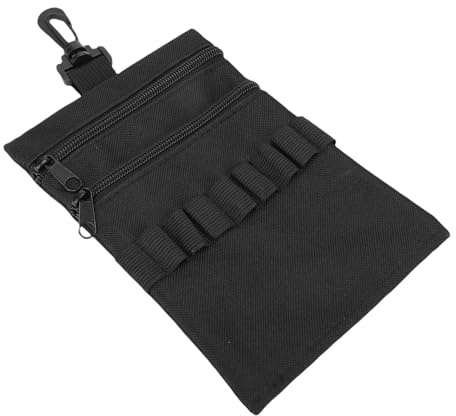 RASTKY Tee-Beutel mit um 360 Grad Drehbarer Klemme, Tee-Beutel mit 9 Fächern, mit Reißverschluss Vorne, 7,87 X 5,51 Zoll, Schwarzer -Halter
