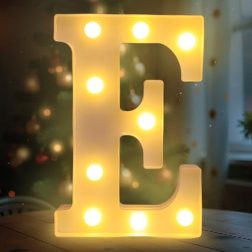 Fancysky Letras Luminosas de 22 cm, Letras LED, Ideales para Propuestas de Matrimonio, Festivales, Fiestas y Otros Entornos para Crear un Ambiente Romántico y Cálido (E)