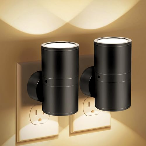 2 Stück Nachtlicht Steckdose Oberen und Unteren Beleuchtung Ultrahelles ,Dimmbares Nachtlampe Warmweißes LED Nachtlicht 0-100LM Einstellbare Helligkeit für Schlafzimmer, Küche, Flur, 3000K-4500K