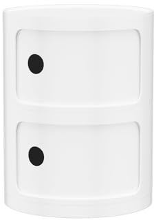 anrekl Comodino Rotondo Componibile, Organizer per Cassetti da Cucina, Camera da Letto, Soggiorno, Bagno – Bianco, Unità a 2 Scomparti × 1