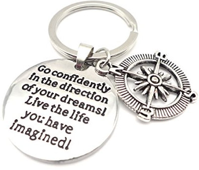 Blerameng ''Go confidently in the direction of your dreams. Live the life you have imagined'' key ring Inspirational Keychain