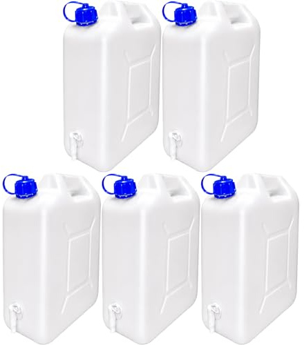 30L Tanque, Bidón con Tapa, Grifo Y Decantador, Natural Agua Potable - 5 Bidón, 20 Liter Inhalt