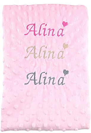 Baby Decke mit Namen bestickt (rosa)