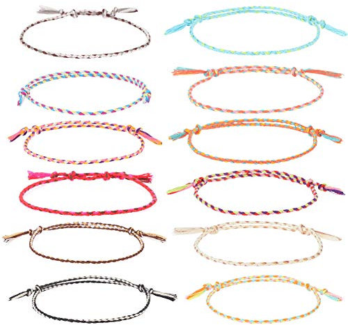 Auidy_6TXD 20 Stück Freundschaft Armbänder für Frauen Mädchen Handgefertigt Geflochten Wickelarmband Multicolor Gewebte Dünn Saiten