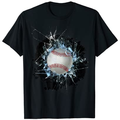 Baseball bat with broken glass of Breakthrough Baseball T-Shirt