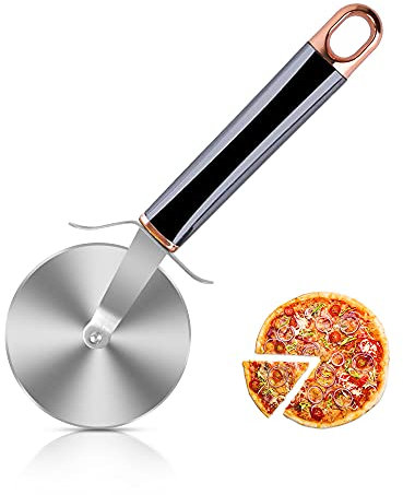 Cortador de pizza profesional con mango ABS y protector de pizza de corte de hoja de acero inoxidable 430