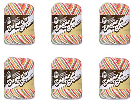 Lily Sugar'N Cream Mango Madness Yarn - 6 Pack of 57g/2oz - Cotton - 4 Medium (Worsted) - 95 Yards - Knitting/Crochet