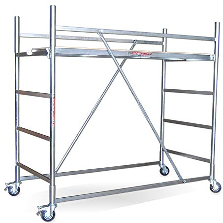 Trabattello per lavorare a 3,40 m ideale per lavori all'interno con piano di lavoro | Modello MAXI TRIS