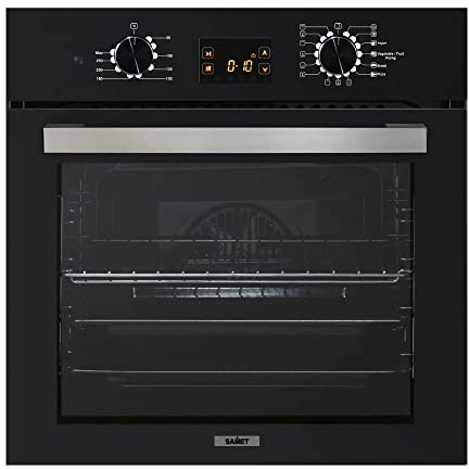 Samet Four électrique à encastrer multifonction Apollo15, couleur noire, capacité 60 litres, classe A, sûr pour enfants inclus, four à encastrer avec 15 fonctions, dimensions L 59,7 x P 52,5 x H 59,1