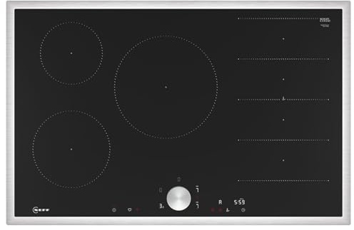 NEFF T68STV4L0, N 90, Induktionskochfeld, autarkes Glaskeramik-Kochfeld 80 cm breit, Twist Pad, Flex Induction, Home Connect, Smart Hood Automatic, aufliegend, Schwarz