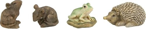 FADEDA 4X Garten Figuren - Tierset, Igel, Frosch und Mäuse aus Polyresin, handbemalt - Deko Tierset, Igel, Frosch und Mäuse Dekofiguren Garten Deko Gartenfiguren für außen, Höhe: 1,6 cm