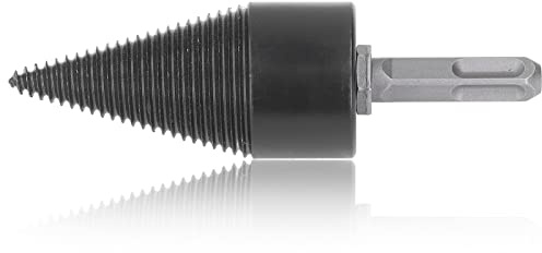 HUSHUI Foret à Cône de Fendage de Bois, Foret Fendeur de Bûches de Bois de Chauffage Outil de Fendage de Bûches en Acier au Carbone avec Tige Amovible pour Ferme Domestique (42MM)