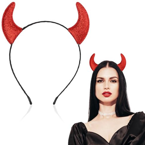 GEBETTER Haarreife mit Teufelshörner Teufelsohren Teufel Kostüm Accessoire Damen Haarband Faschingkostüme Karneval Kopfbedeckung Mottoparty Halloween Fasching Party (Rote Haarreife mit Teufelshörner)