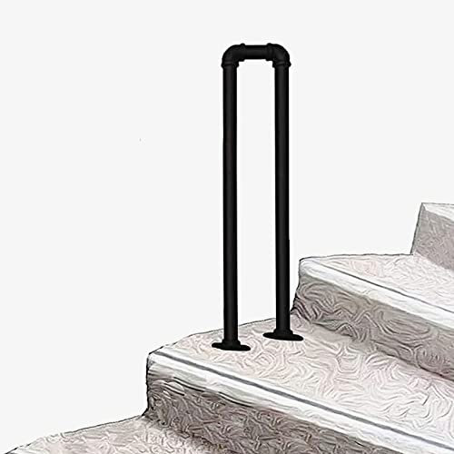 Ringhiera di sicurezza in ferro industriale nero per ringhiere scale a forma di U sul ponte del portico (55 cm)