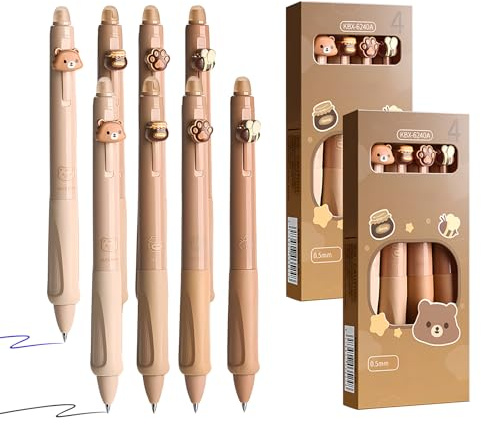 Electri-HQ 8 pcs Radierbarer Kugelschreiber Tintenroller Radierbar,5 süße Stile zur Auswahl， Blau/Schwarz Radierbare Stifte Kugelschreiber Radierbar, 0.5MM Radierbarer Gelschreiber (Nachmittagstee)