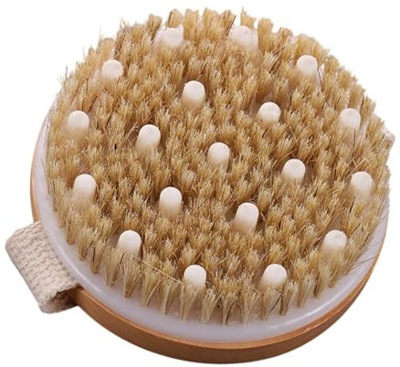 Massagebürste, Körperbürste Naturborsten, Cellulite Bürste, Trockenbürste Körper Peeling Bürste, Badebürste, Trockenmassage Bürste, Peelingbürste Reduziert Cellulite und Verbessert Lymphfunktionen