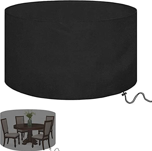 Abdeckung für Terrassenmöbel für den Außenbereich, wasserdicht, 240 x 80 cm, strapazierfähig, rund, Gartenmöbel-Set, Abdeckung mit 420D-Oxford-Gewebe, wetterfester Schutz für Tisch und Stühle
