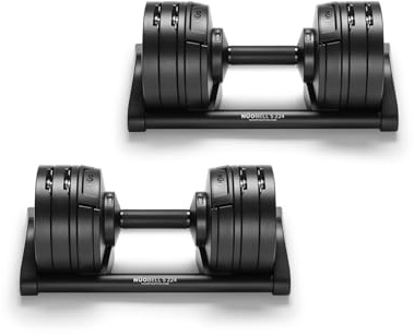 NÜOBELL S 224 Verstellbarer Hantelset | 2-24kg mit 2kg Intervallen | Schwedisches Design | Schnellknöpfe Einstellgriffe (Schwarz)