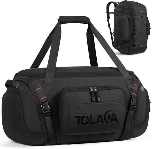 Tolaccea Borsone Palestra per Uomo e Donna 40L Grande – Zaino da Viaggio Convertibile con Scomparto Scarpe, Tasca Umida e Portatile 15,6 – Impermeabile per Sport e Viaggi (Nero)