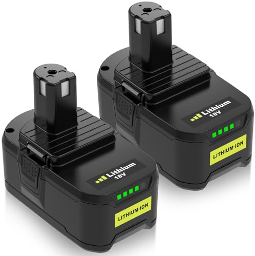 2Stück 8000mAh P108 Ersatz für Ryobi 18V Akku RB18L50 RB18L40 RB18L25 RB18L15 RB18L13 P107 P104 P102 P103 Werkzeugen Akku(schwarz)