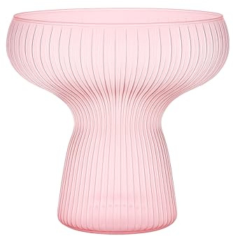 Oojami Lunara 40 Pack Clear Plastic Margarita Glasses 11 oz - Disposable Cocktail Cups, Ripple Ribbed Design, BPA-Free Shatterproof Party Cups for Cinco de Mayo, Weddings, Fiestas - Pink