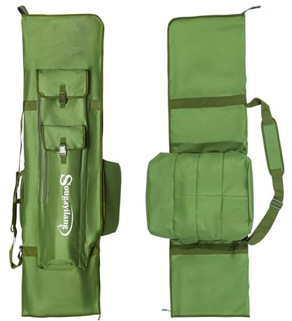 Sougayilang Karpfenangel-Tasche 4 + 4 Fertig ausgestattete Ruten- und Rollen-Tasche Gepolsterte Angelausrüstungstaschen für Feeder-Karpfen
