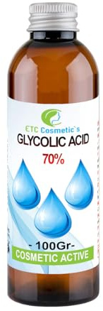 Glykolsyra - 100 g - 70% Högkoncentrerad AHA-exfolierande lösning | Regenererande och förfinande formula för hudstruktur | Vattenbaserad