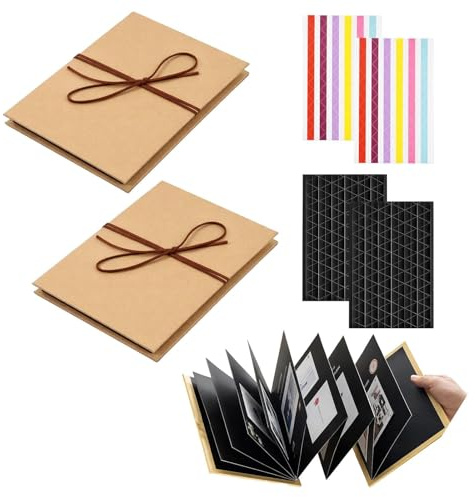 2er Set Mini Fotoalbum 5 Inch – Fotoalbum zum Selbstgestalten und Einkleben, DIY Scrapbook Fotobuch als Abschlussgeschenk, Geburtstagsgeschenk oder Hochzeitsgeschenk