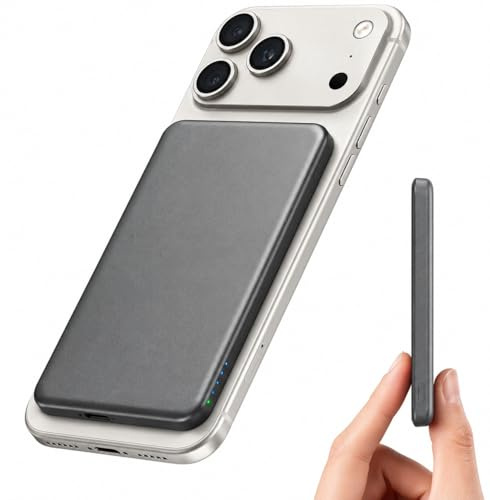for Magsafe Power Bank, 5000mAh Ultra-Slim Wireless Portable Charger,Magnetic Power Bank Fast Charging with USB-C Charging, Phone Charger Battery Pack Compatible with iPhone 17/16/15/14/13/12