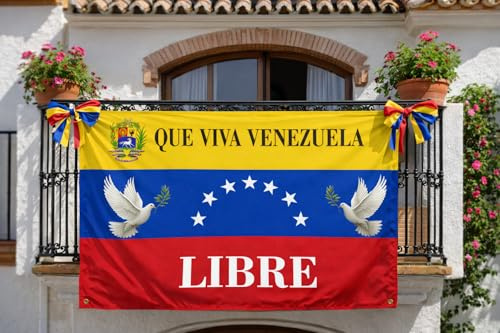 Bandera Venezolana Grande 70x100 cm | Apoyo a la Libertad de Venezuela | Poliéster Premium para Exterior (150X100 CM)
