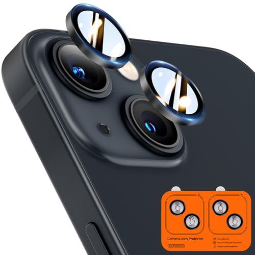 TOCOL 2 Pack for iPhone 13 / iPhone 13 Mini Camera Lens Protectors | Individual Tempered Glass Protectors, Easy Installation, Case Friendly, Anti-Scratch, HD Night Shooting Mode, Black
