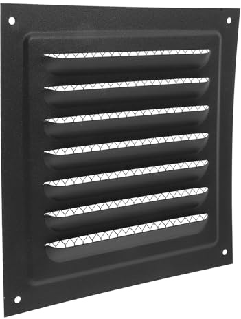 JOINPAYA Rejilla Metálica de Ventilación Negra para Pared y Ventana, Acero Inoxidable Diseño Moderno y Fácil Instalación para Hogar y Exteriores