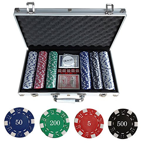 WeFun Poker Koffer Set,Pokerkoffer Pokerset 300 Laser Pokerchips Poker Komplett Set