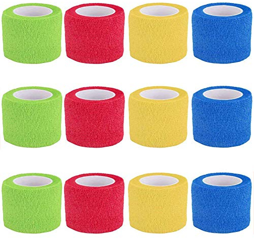 Bandage Adhésif Ruban Sportif,12 Rouleaux De 4 Couleurs Bandage Adhésif Médical Pour Les Poignet, Les Doigts, Les Paumes, Les Genoux, Les Mollets, Les Orteils