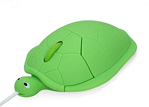STAR-LINK Cartoon Mini USB Wired Mouse Cute Small Kids Animal Computer Travel Mice Portable Novelty 3D Green Turtle Shape Optical Mouse for Children Girls Students PC Laptop Desktop