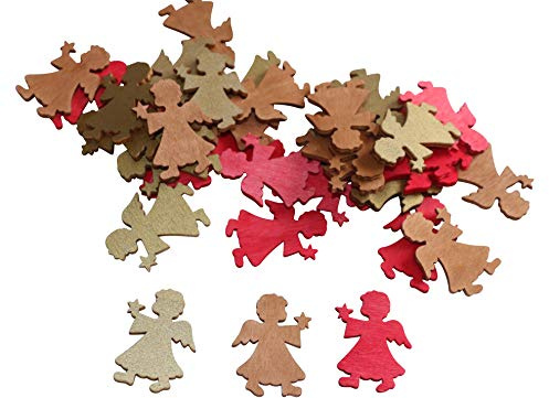 trf Pack of 36 Wooden Angel Gold Red Brown Autumn Decoration Christmas Decoration Wooden Angel Putte Guardian Angel Mourning All Saints Floristry Crafts Advent Arrangements Advent Wreath