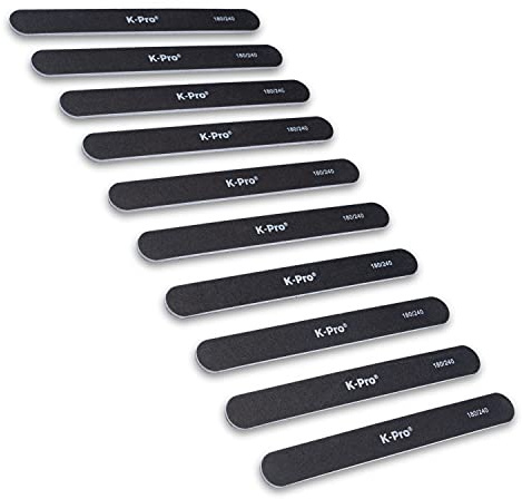 K-Pro Juego de limas profesionales 180/240 rectas - Emery Board - 10 piezas
