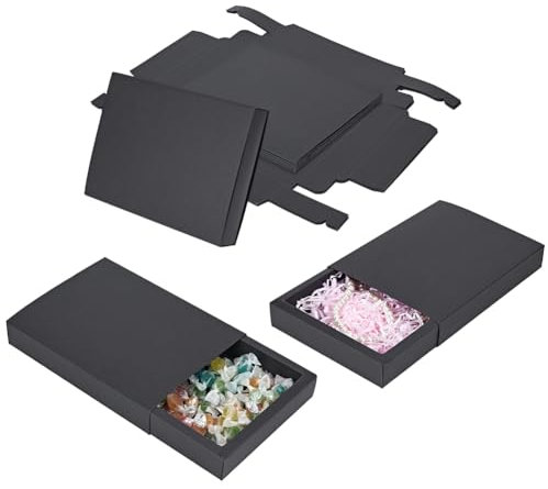 BENECREAT 10 Packung Kraftpapier-Schubladenbox 20x15x3 cm Schwarzer Seifenschmuck Bonbon-Snackboxen Kleine Geschenkboxen Zum Verpacken von Geschenken, Valentinstag, Hochzeit, Gastgeschenke
