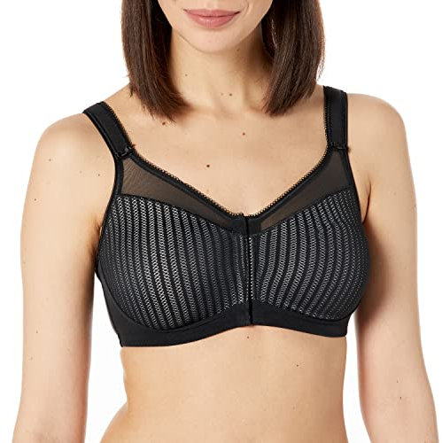 Berlei Beauty Stripe Non Wired Front Fastening Minimiser Bra (36E, Black/Grey)